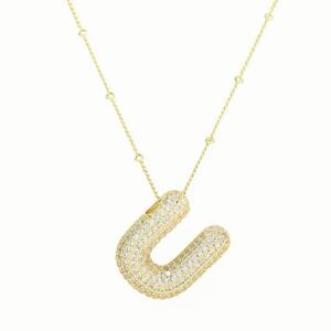 Golden Dainty Bubble Letter 26 A-Z Letter Necklace